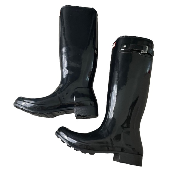 NEW Hunter Original Tour Gloss Tall Rain Boots Black Size 10 - Picture 5 of 8